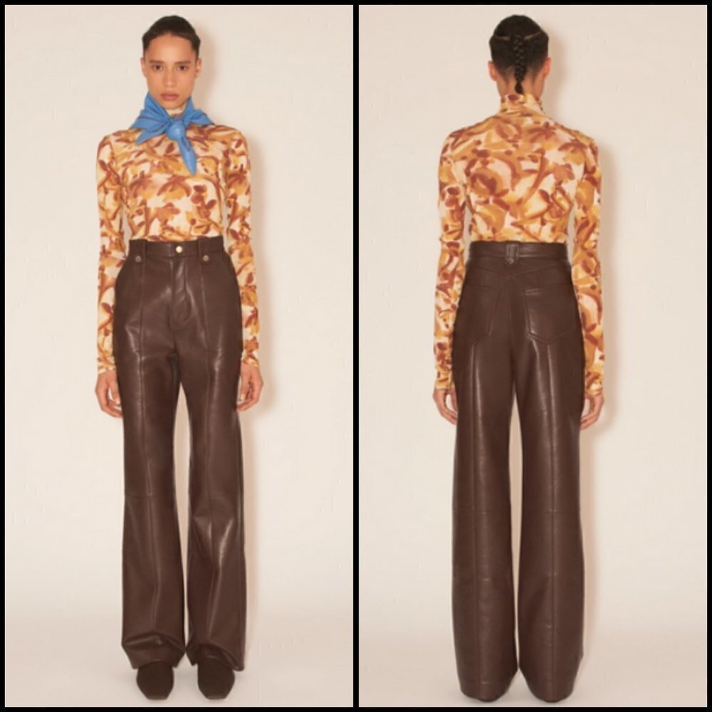 ๐NANUSHKA๐ Zelda Straight Leg Trousers Regenerated Leather ~ Dark Brown XS NWT